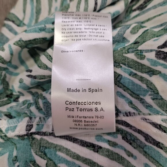 Paz Torraz green tropical button up palm frond tee shirt size 40 womens green - Picture 7 of 7